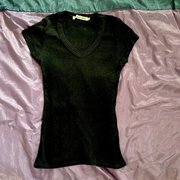 Michael Stars Womens Knit Short Sleeves V-Neck Stretch - Picture 1 of 7